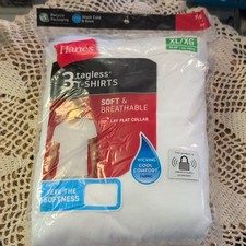 Hanes Men's Tagless T-Shirts 3-Pack XL White Crew Neck Soft Cotton Jersey