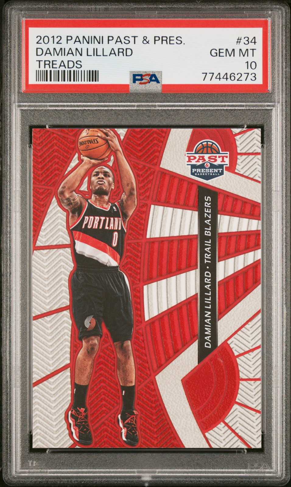 2012 PANINI PAST & PRESENT TREADS #34 DAMIAN LILLARD PSA 10