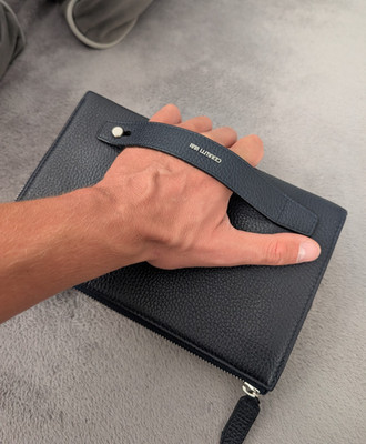 CERRUTI 1881 Navy Blue Leather Long Wallet Zippy Organizer Clutch Mens Bag Purse