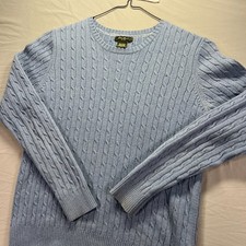 Eddie Bauer Sweater Womens Medium Blue Cable Knit Long Sleeve Preppy