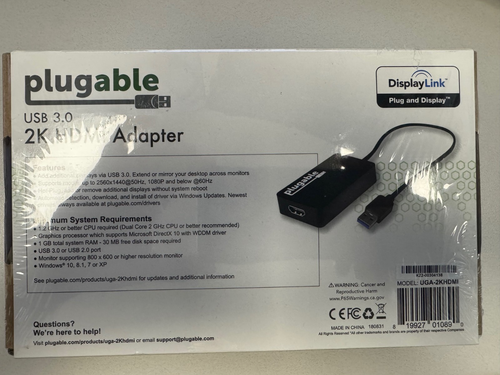 Plugable USB 3.0 to HDMI Video Graphics Adapter with Audio for Multiple Monitors - Afbeelding 2 van 2