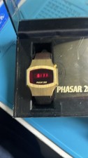 1970s Phasar 2000 Red LED Digital Watch Gold Tone Sears Roebuck