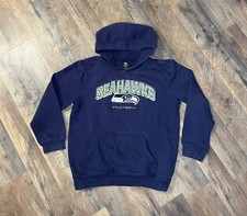 Seattle Seahawks NFL Team Apparel Embroidered Logo Hoodie Blue Youth L 14/16