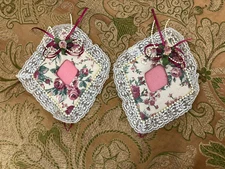 🎀 Pair of Shabby Chic Lace & Pearl Miniature Photo Frames - 5.5" x 6.5" 🎀