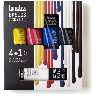 Acrylic Paint Set, Primary Colors + Black & White