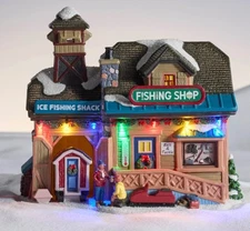 St Nicholas Square Village - Ice FISHING SHOP Lighted  - New 2025