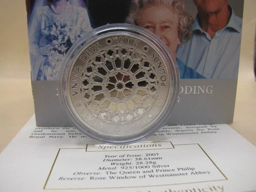 BULLION - 2007 Metric 1oz Capsuled Silver Proof Coin Crown Diamond Wedding