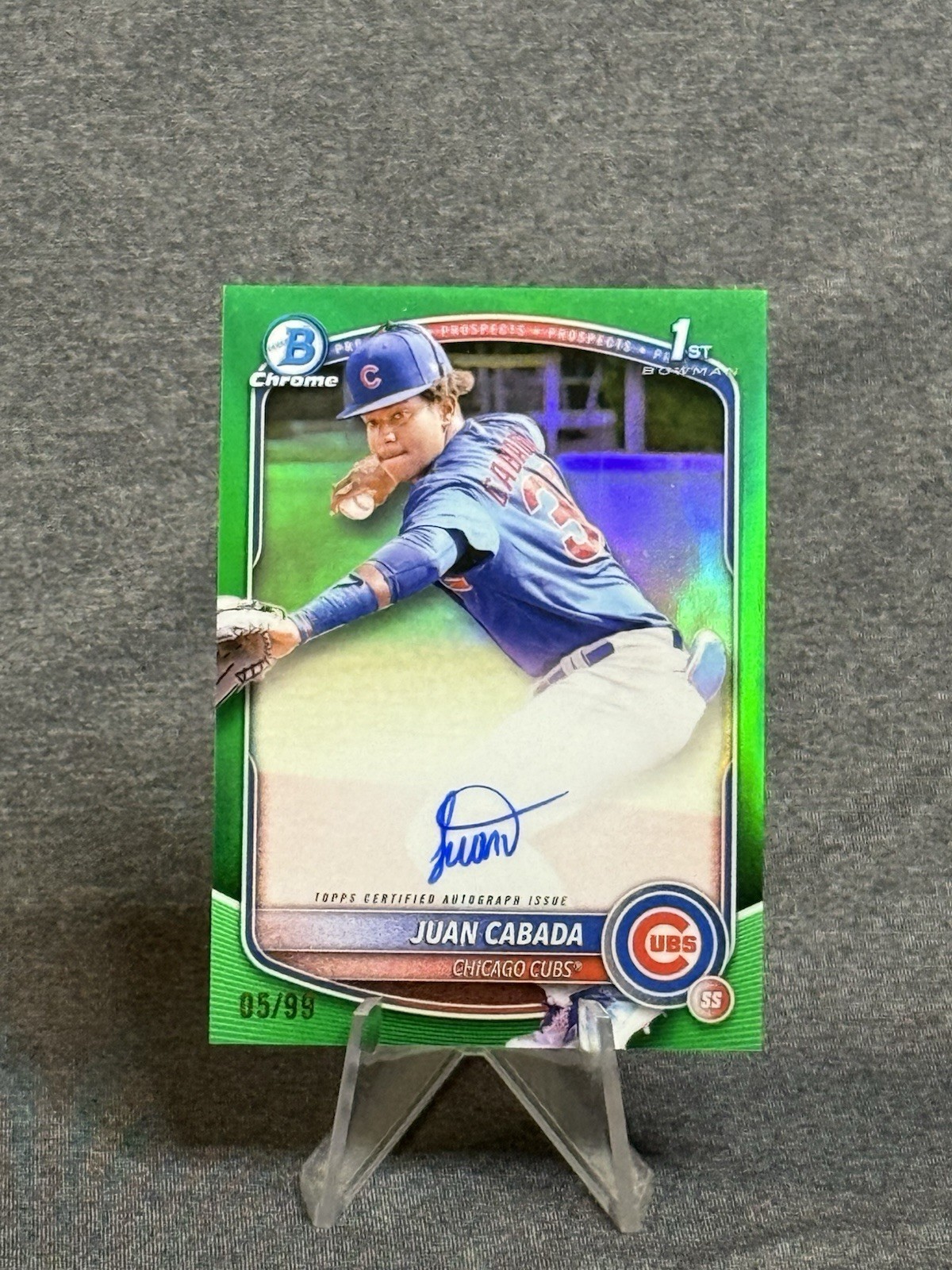 Juan Cabada 2025 Bowman Chrome Prospects #CPA-JC True Green Refractor Auto /99