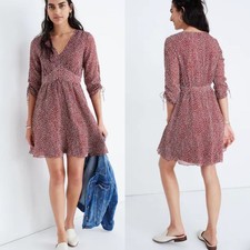 Madewell Starviolet Mini Dress Ditsy Flowers size 4 Burgundy Boho Mini K6150