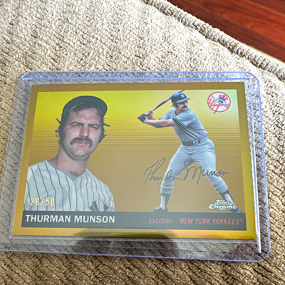 #/50 2025 Topps Chrome Thurman Munson Yankees #214 Serial Numbered 26/50