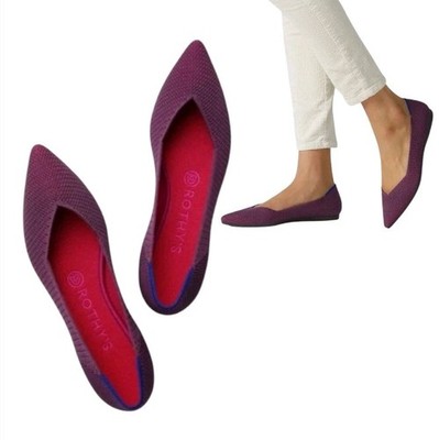 Rothys The Point Lattice Stitch Flats Berry Retired 9.5/10 (10.5) Purple Pink