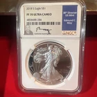 2018 S Proof American Silver Eagle S $1 Coin NGC PF70 Ultra Cameo, Moy, PG$270