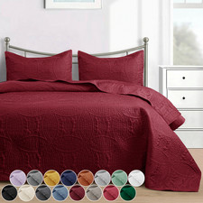 Luxury Bedspread Set 3 Piece Quilted Coverlet Bed Throw Queen King Size Bedding