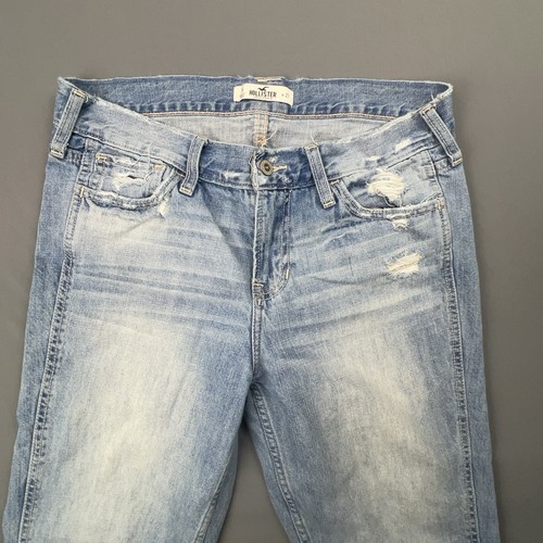 Jeans Hollister donna 5 27 blu affusolato vita bassa lavaggio leggero denim elasticizzato Y2K - Foto 3 di 7
