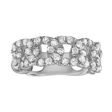14K White Gold Diamond Link Ring, 1.16ct