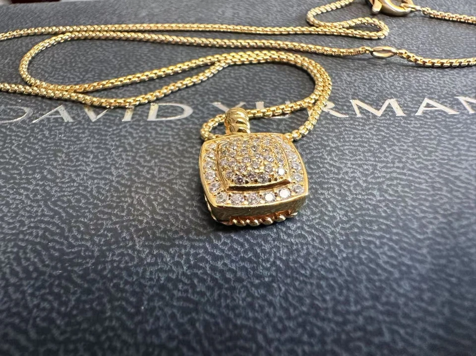 Nuevo collar de cadena cable DAVlDYurman/Albion 18K/amarillo/oro 45+5 cm con cuatro diamantes Foto 4 de 4