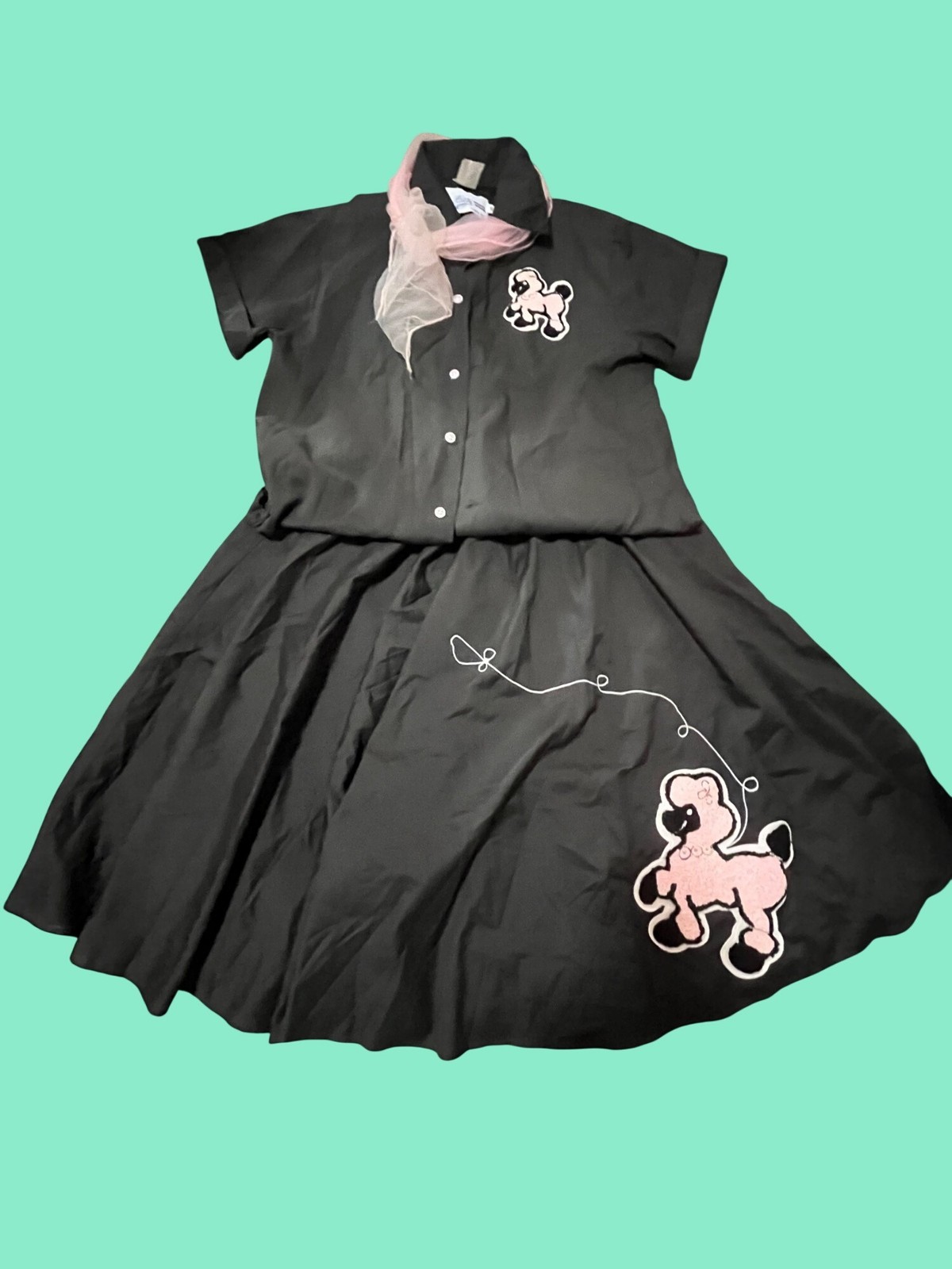 Skirt Set Vintage 50s Rockabilly Women's Black Poodle Skirt and top-image