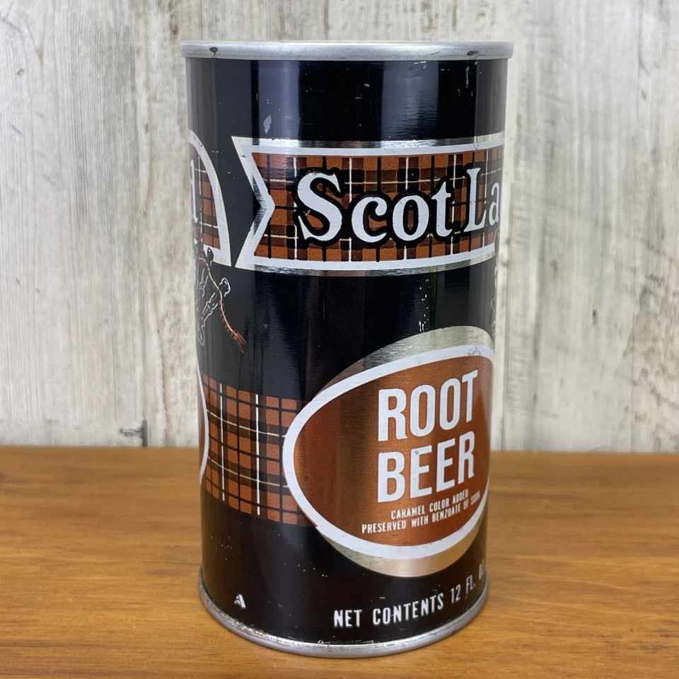 Cerveza Scot Lad Root vintage 12 OZ Lata de refresco vacía con lengüeta de acero ¡pero sellada! Foto 4 de 4