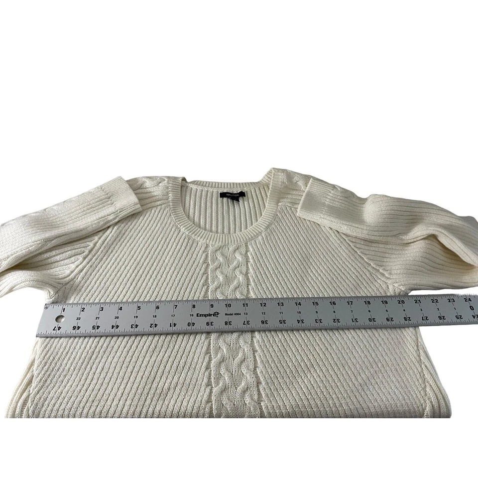 Suéter de algodón blanco XXL para mujer Nautica tejido con cable pulóver manga larga Foto 4 de 4