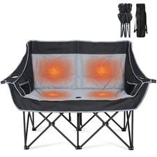 Oversized Heated Double Camping Chair,Folding Fully Padded with Carrying Bag