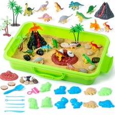 Dinosaur Sensory Bin Toy for Kids Dinosaur Toys and Play Sand Kit for Boy Sen...