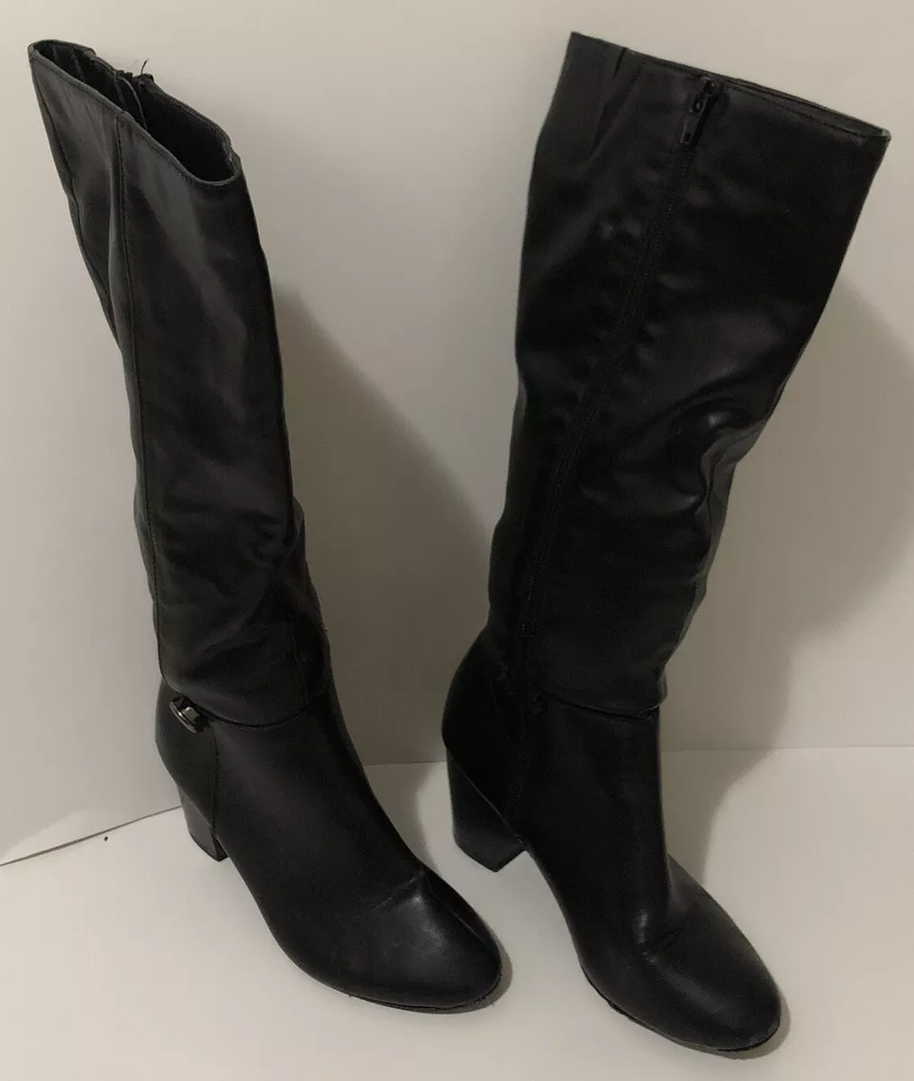 Women s KS Galee Riding Boots 6M block heels Black . Heel Size 2