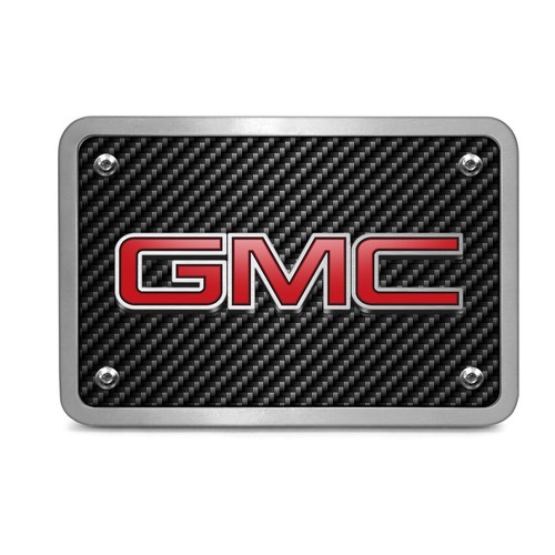 GMC 3D Logo in Red Carbon Fiber Texture Billet Aluminum 2 inch Tow Hitch Cover - Picture 2 of 5