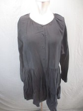 Zara Size M Women Black Long Sleeve Front Button Short Oversized Swing Dress 569