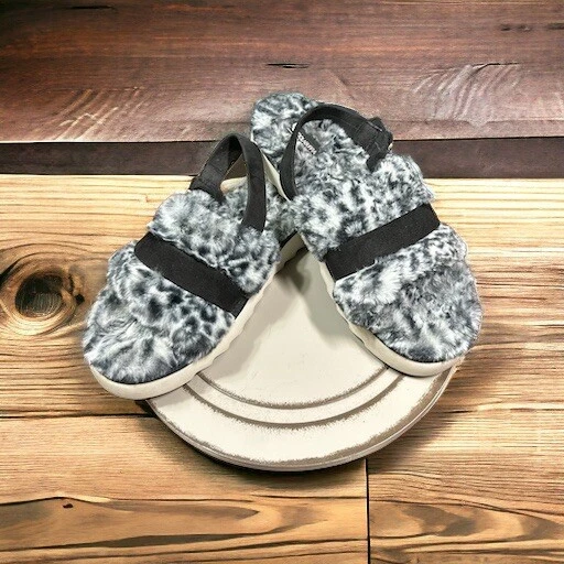 Sandali da donna Koolaburra By UGG fuzzed out ghepardo taglia 11 nero bianco slide