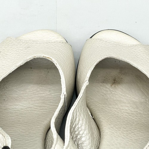 Arche Womens 36 5.5 Slingback Sandals Shoes White Leather Black Heel Peep Toe - Picture 9 of 12