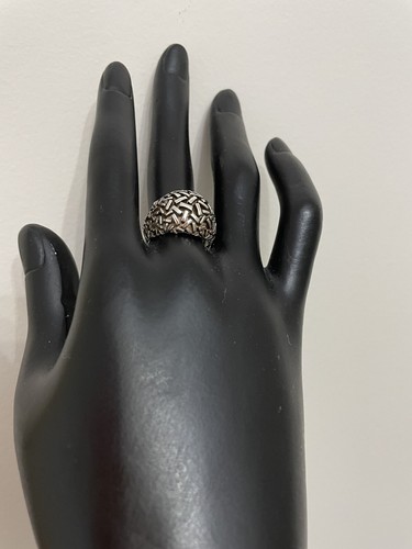 Silber Kuppelring breites Band Gr. 6,25 strukturierter Schlitz Konfetti Ring - Bild 9 von 12