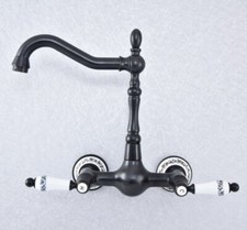 Black Oil Rubbed Brass Kitchen Faucet Bathroom Sink Mixer Tap Wall Mount ssf711