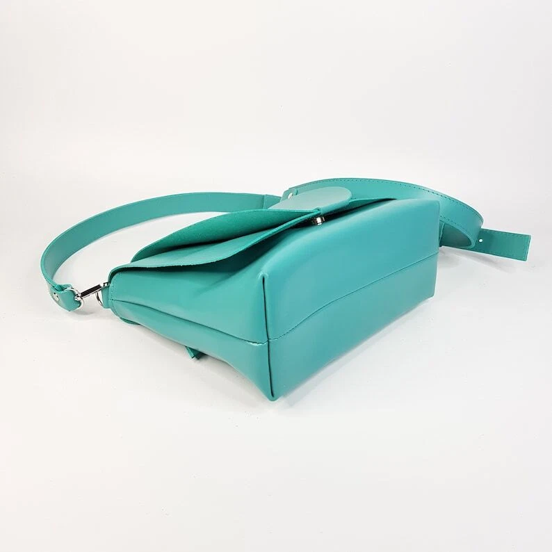 COACH Borsa a mano donna in pelle turchese tracolla teal tracolla messenger borsetta