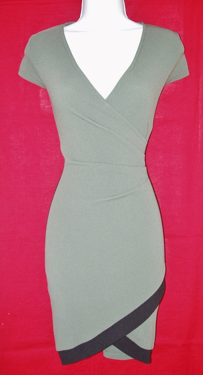ALMOST FAMOUS WOMEN'S V-NECK BODY CON DRESS DARK GREEN SIZE STRETCHY M NWOT  | eBay