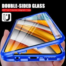 For Samsung S25 Ultra S24 Plus S23 S22 360° Magnetic Double Glass Case Cover