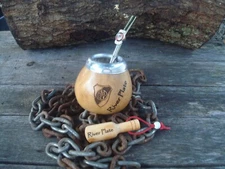 River Plate Futbol - Hand Made Gourd + Straw Logo + BONUS SPOON For Yerba Mate