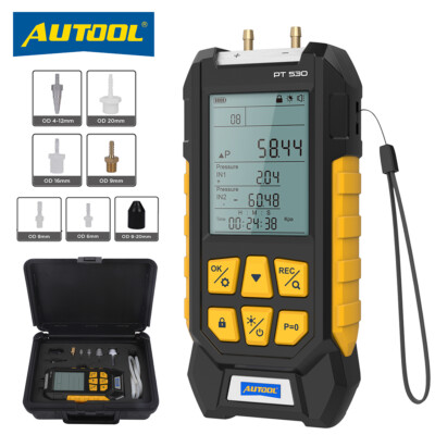 LCD Digital Manometer Dual Port Differential Air Gas Pressure Meter -200~300Kpa