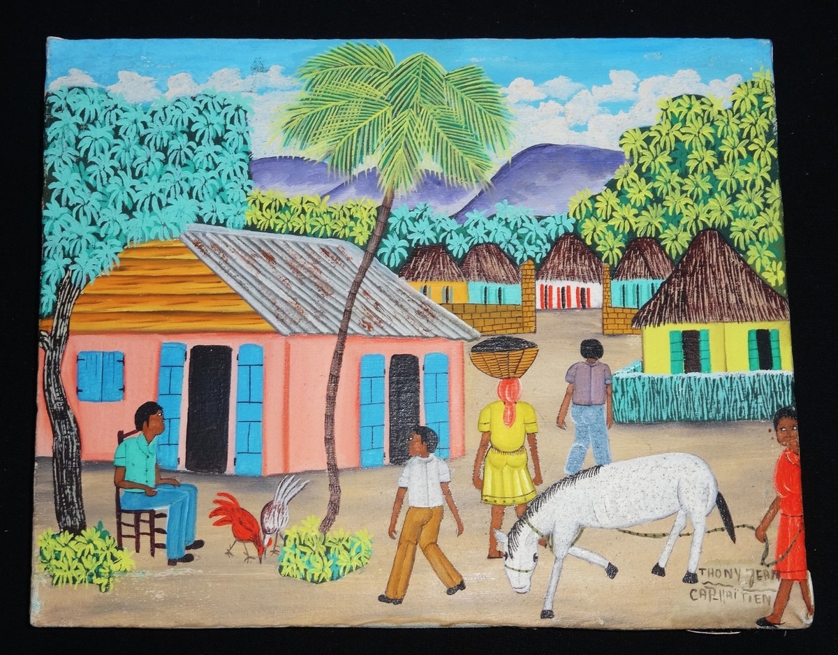 1980's Haitian Acrylic Painting 