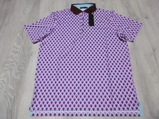 Greyson Men Large Golf Polo Shirt Beauty & Protection Windflower Purple SS
