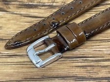 12mm Speidel Brown Patent Leather Ostrich Grain Ladies Watch Band 1017 420