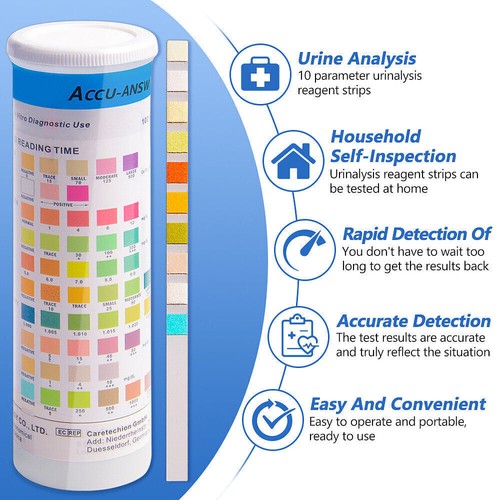 100 x Accu-ANSWER 10-in-1 Urinalysis Test Strips 10 Parameter Urine Test Strips - Picture 6 of 8