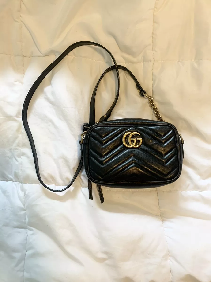 GG Marmont matelassé mini bag in Black Leather