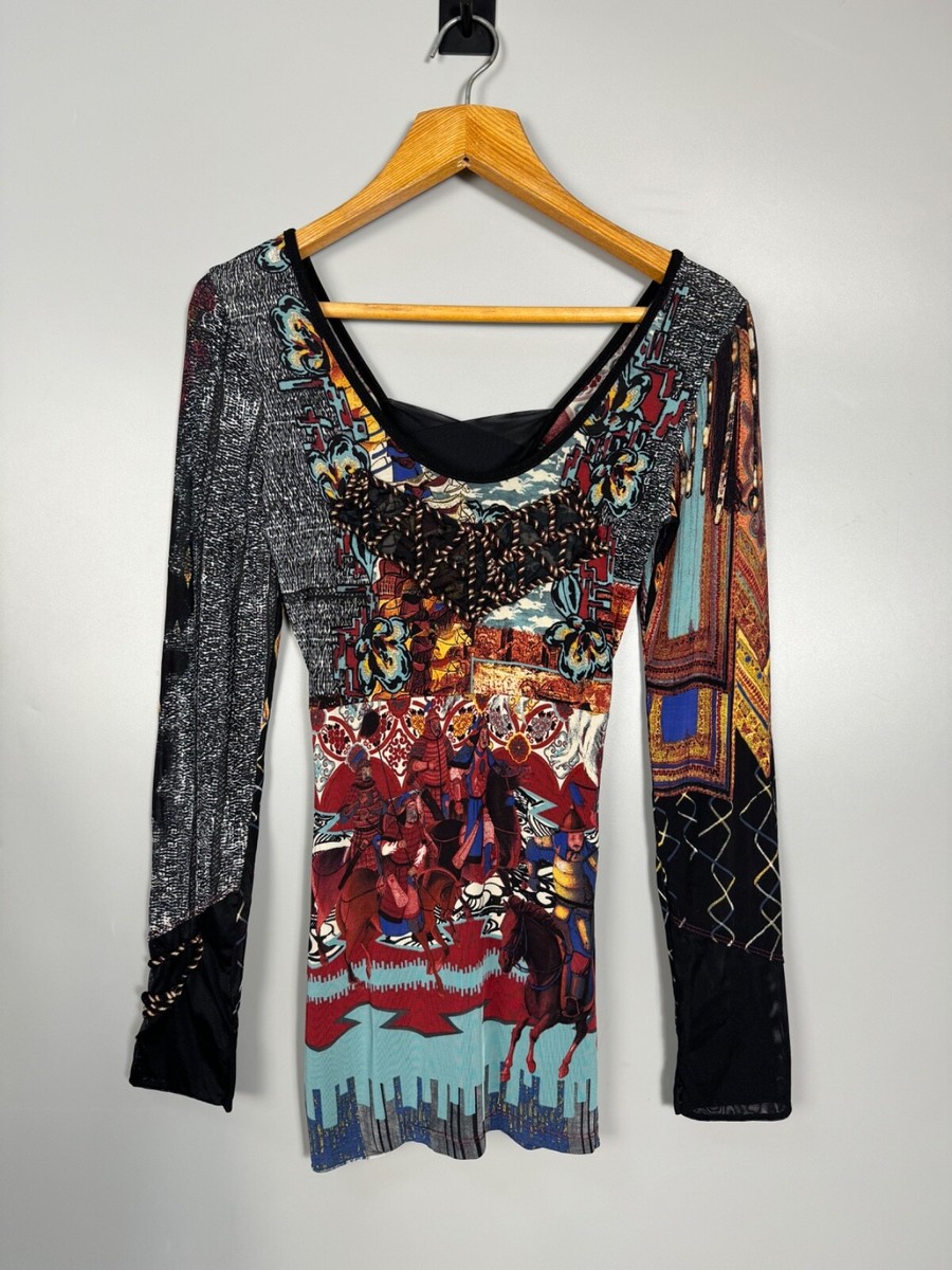 knee length dresses for ladies 1990s Vintage Save The Queen Dress Tribal Printed Mesh – Poppy's Vintage  Clothing main image 0