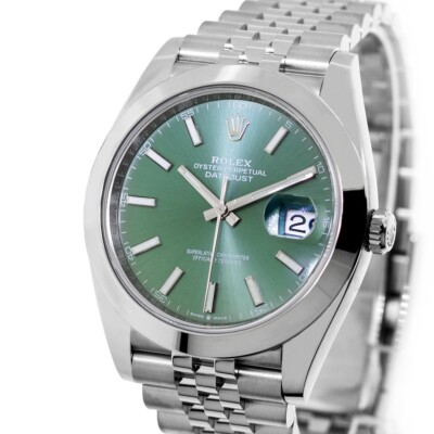 Rolex Datejust II 41mm Stainless Steel Green Index Dial Smooth Bezel 126300