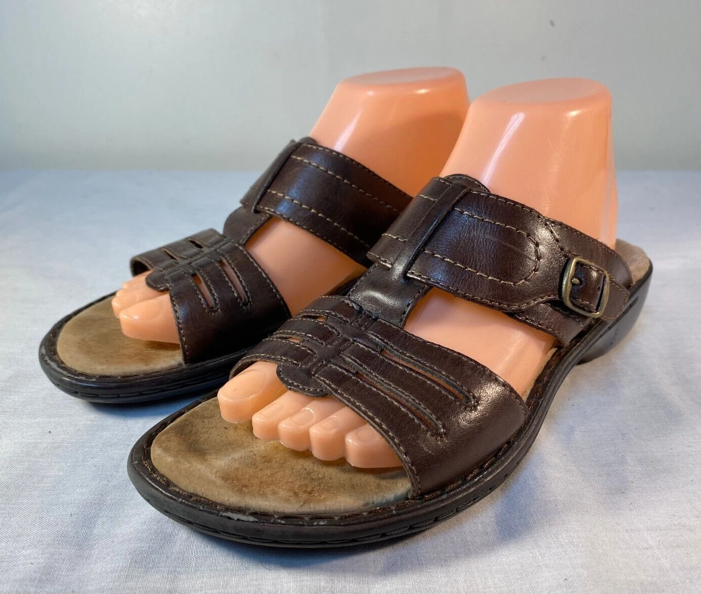 Sandali Clarks Bendables Slide da donna in pelle marrone slip on US 8 5