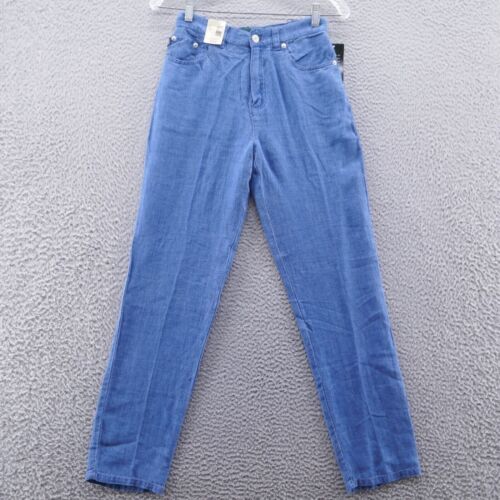 Ralph Lauren Jeans Co Womens Vintage Linen Pants 2 Petite Blue Tapered NEW