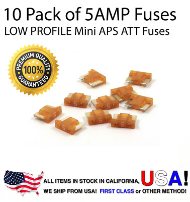 Premium 10 Pack 5 AMP Automotive APS ATT Low Profile Mini Blade Fuses 5A