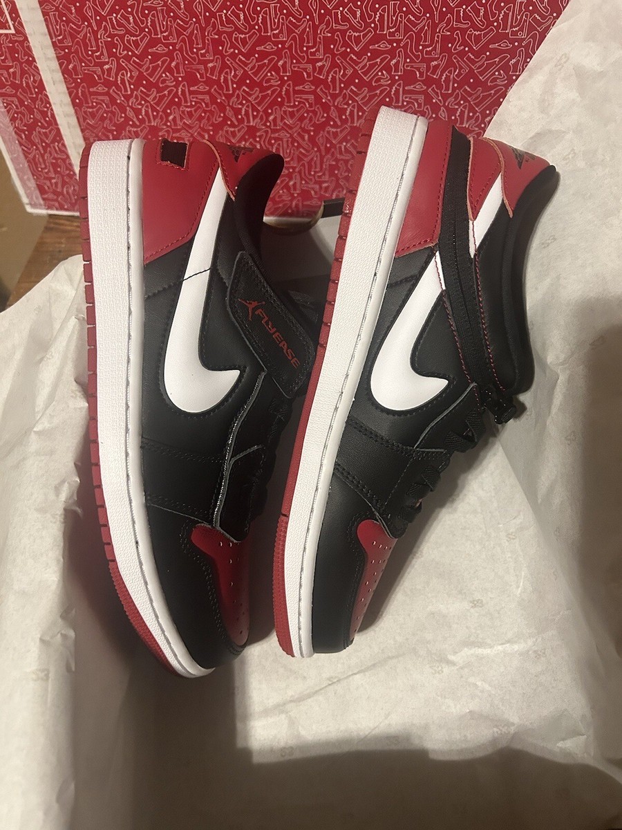 NIKE JORDAN 1 LOW FLYEASE GYM RED/BLK WHT Men's Size 9 New W