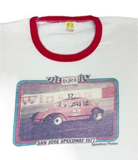 Vintage 1977 San Jose Speedway T-Shirt XL Ringer NASCAR Auto Racing California