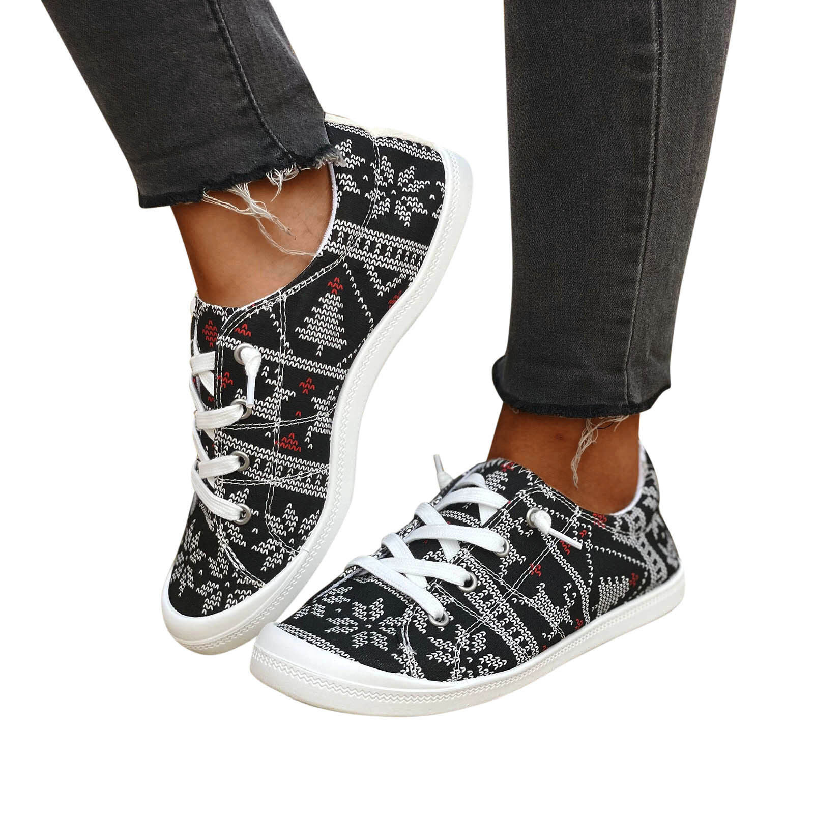 Women's Casual Shoes Size 12 Ladies Fashion Exquisite Christmas Print